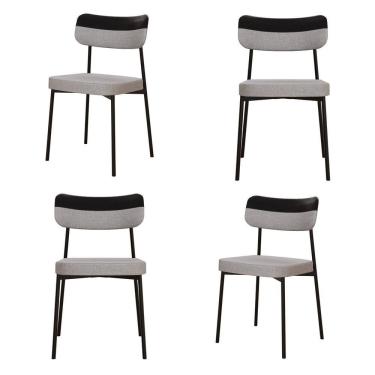 Imagem de Kit Com 4 Cadeiras Para Sala De Jantar Mona Yescasa Cinza Claro Corriente-preto