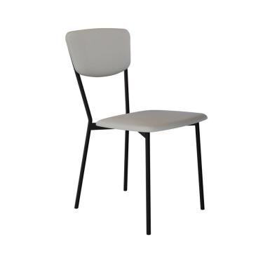 Imagem de Cadeira Fixa Estofada Vintage Retrô Saturno Off White-preto Fosco