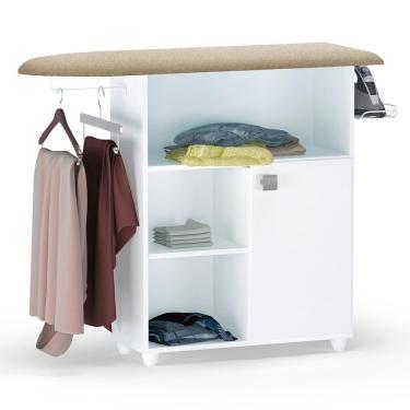 Imagem de Tábua De Passar Roupa Mariana Com Balcão 1 Porta Branco - Ajl Móveis Branco