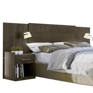 Imagem de Cabeceira Extensível Casal Queen Plus Com Gaveta ébano - Pr Móveis ébano