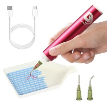 Imagem de DAFENCHI Caneta elétrica de pintura de diamante com luz, caneta de perfuração elétrica de pintura de diamante, caneta artística de diamante elétrico sem fio com bomba de vácuo, caneta de diamante