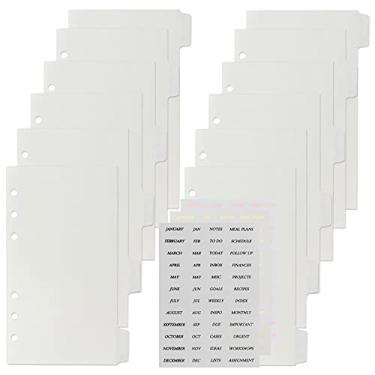 Imagem de Koqye Divisores Pessoais A6, 6 Furos, Fichário Transparente, Separadores de Página de Índice com Abas, Separadores de Abas de Plástico com Adesivos para Fichários, Planejadores, Ag,Claro - 2 Conjuntos