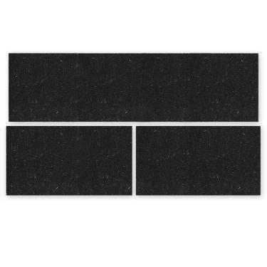 Imagem de Kit Cozinha 3 Pçs Tapete Passadeira Em Carpete Aveludado Preto Mescla