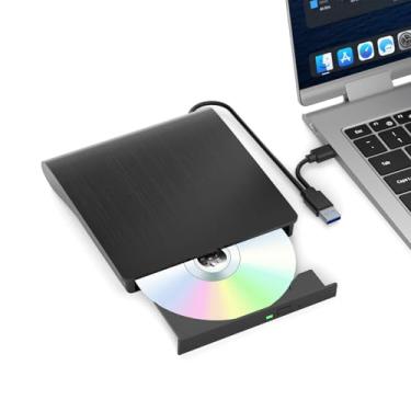 Imagem de Unidade Blu-Ray externa, suporta leitura/gravação de discos de 50 G, gravador Blu-Ray 3D portátil com USB 3.0 e tipo C, leitor de Blu-Ray, para Windows XP/7/8/10/11 MacOS para laptop, desktop, Mac