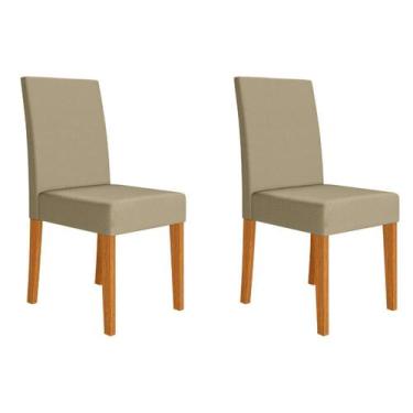 Imagem de Kit 2 Cadeiras Estofadas Lisa e Pés Mdf Josi - Poliman Móveis