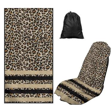 Imagem de JOAIFO Capa de toalha de assento de carro com estampa de chita e toalha de praia absorvente com bolsa de armazenamento - Protetores de assento dianteiros para caminhões, SUVs, Sedans (ioga, academia