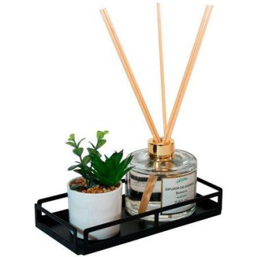 Imagem de Bandeja de aço retangular vazada preta 10x20 cm - FUTURE