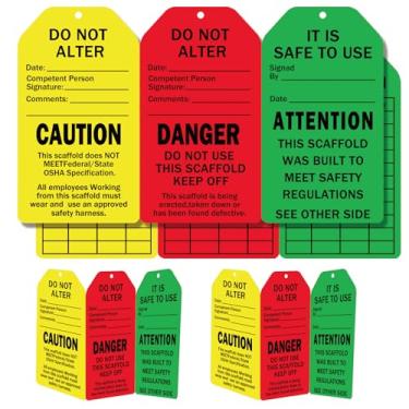 Imagem de 25 conjuntos de etiquetas de status de andaime de aviso de segurança OSHA sinal de aviso de inspeção de segurança para fora de serviço, reparo de equipamento