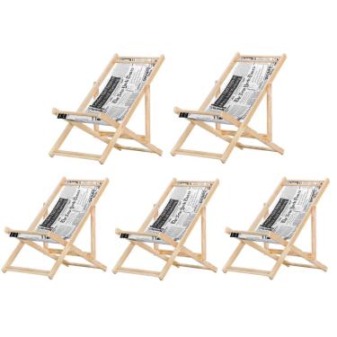 Imagem de Kit 5 Cadeiras Espreguiçadeira Preguiçosa Dobrávl Sem Braço Natural