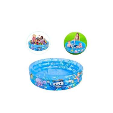 Imagem de Piscina Infantil Reforçada Inflável 88,5L Redonda Fundo Mar - Ark Toys