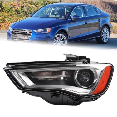 Imagem de KAMDKI Conjunto de farol tipo LH HID/Xenon adequado para Audi A3 Quattro S3 2015 2016 Non-AFS LED DRL projetor cromado sem iluminação curva lado esquerdo do motorista AU2502191 8V0941043B