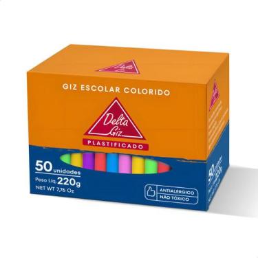 Imagem de Giz Lousa Plastificado Colorido Delta Master AntiAlérgico 50unid