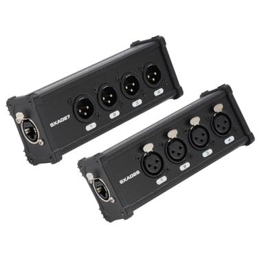 Imagem de pegcabac Pacote com 2 4 canais 3 pinos multi-rede XLR cabo breakout, XLR para RJ45 Ethercon para iluminação de som de palco e estúdio de gravação (macho e fêmea)