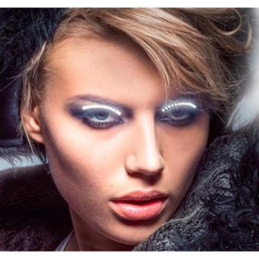 Imagem de Cílios Postiços Com Luz Led, Cílios Led à Prova D'água Led Light Eyeliner Shining Eyeliner Charming Unique Eyelid Tape, White, 2 Pair