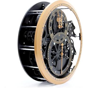 Imagem de Relógio De Parede De 14" Relógio De Metal Silencioso Com 2 Mostradores De Relógio E Engrenagens Relógio De Decoração De Casa Para Sala De Estar Sala De Jantar Escritório