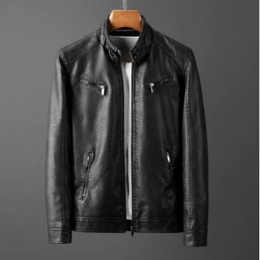 Imagem de Jaqueta de Couro Masculina Moda Tradicional Elegante Pronta Entrega - 
