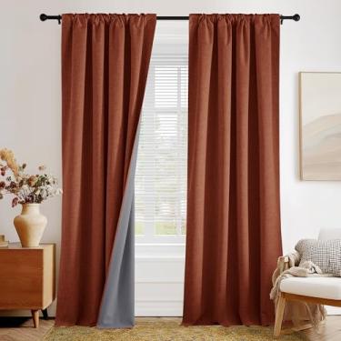 Imagem de PONY DANCE Cortinas blackout de linho 213 cm de comprimento, 100% cortina preta completa conjunto de 2 painéis para quarto e sala de estar, cortinas de janela escurecendo o quarto, bolso traseiro para