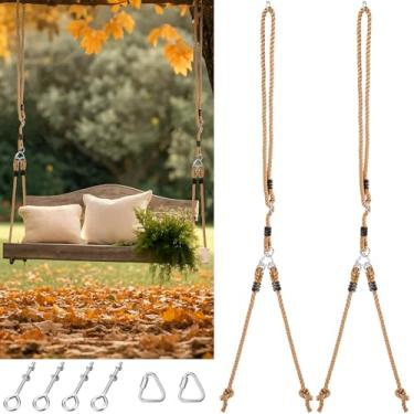 Imagem de Seenelling Kit de cordas giratórias para varanda com alças para cama com capacidade para 362 kg, corda de polipropileno ajustável, garras resistentes para varanda e jardim (118 polegadas, 3 m)