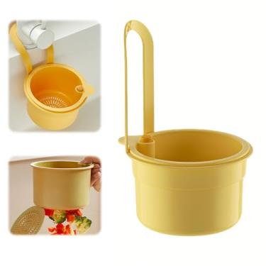 Imagem de Cesta de filtro de pia, cesta de filtro suspensa para torneira, coletor de resíduos de alimentos autolimpante, cesto de drenagem de cozinha de despejo automático (amarelo 1 peça)