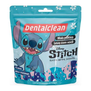 Imagem de Fio Dental Infantil Dentalclean Disney Stitch Sabor Morango 50 Unidades