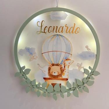 Imagem de Porta Maternidade Balão Safari Acrílico e Espelho Led