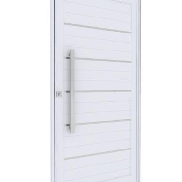 Imagem de Porta de Alumínio Pivotante Lambri 215cm X 105cm com Friso e Puxador d