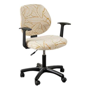 Imagem de Kitegrese Capas de cadeira de escritório, 2 peças de capa de assento de escritório lavável, universal, elástica, para a maioria das cadeiras de escritório de computador (amarela)