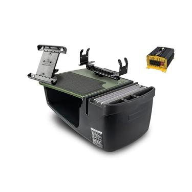 Imagem de AutoExec Mesa de carro AE-GMEF-PI-PS-TAB-AG Efficiency GripMaster para sua estação de trabalho de veículo e escritório móvel, verde exército com inversor de potência de 400 watts, suporte de