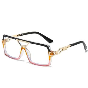 Imagem de Óculos de sol vintage masculino e feminino luxuoso pequeno vintage degradê transparente espelhado (preto rosa transparente)