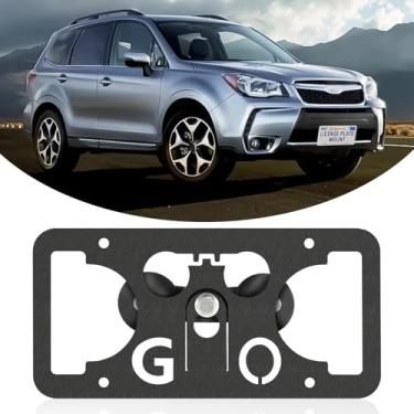 Imagem de Moldura frontal sem furadeira compatível com Subaru Forester 2013-2018 Suporte de suporte de grade de placa de carro antifurto Capas de etiqueta de carro à prova de ferrugem, acessórios de carro à