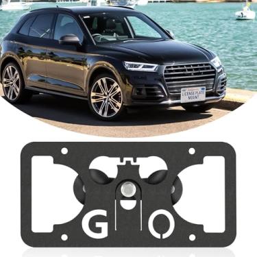 Imagem de Moldura frontal sem furadeira compatível com Audi SQ5 8R 2014-2017 Suporte de montagem de grade de placa de carro antifurto Capas de etiqueta de carro à prova de ferrugem, acessórios de carro à prova