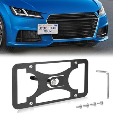 Imagem de Moldura frontal sem furadeira compatível com Audi TT | 2008-2015 Suporte de gancho de reboque para placa de carro antifurto Capas de etiqueta de carro à prova de ferrugem, acessórios de carro à prova
