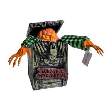 Imagem de Baoblaze Decoração elétrica de Halloween, lâmpada para decoração de jardim, luz vermelha interna e movimento para casa mal-assombrada, gramado externo, feriado, Abóbora 14.5x19x28cm