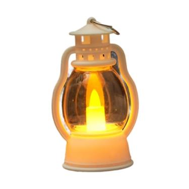 Imagem de Ｂｅｓｇａ Lanterna de vela decorativa, enfeite de Natal com vela LED sem, luminária de mesa com design vintage para entrada de casa e festival, Branco