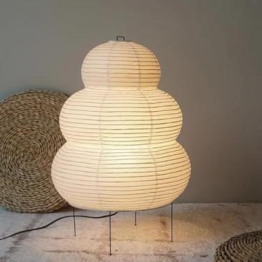Imagem de Luminária Japonesa de Chão Estilo Japandi, Luminária Abajur Estilo Japonês Papel de Arroz, Design Japonês Minimalista para Quarto, Sala ou Escritório