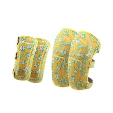 Imagem de Dynwave Joelheiras de cotovelo crianças guardas de ciclismo de ciclismo profissional ao ar livre de patinação clara de skate elegante e engrenagem de proteção, Amarelo