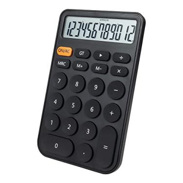 Imagem de Calculadora padrão de 12 dígitos, tela grande de mesa e botões, calculadora preta com visor LCD grande para escritório, escola, uso doméstico e empresarial, hibernação automática (preto)