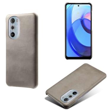 Imagem de Capa para MOTO Edge 30 PRO,Proteção contra quedas,Casca de volta de cor sólida simples,Design de couro de imitação de plástico-Gray