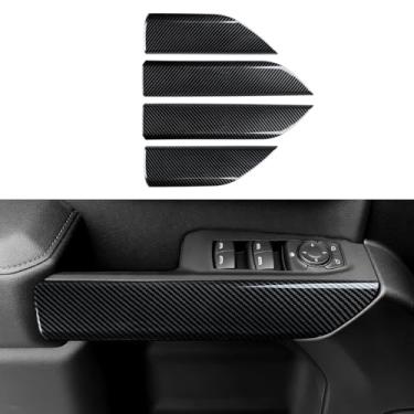 Imagem de 4 peças carro ABS fibra de carbono porta interna corrimão capa acabamento interior decalque para Chevy Silverado 2019-2025 | para 2019-2021 GMC Sierra 1500 2500 3500 HD acessórios (cabine dupla