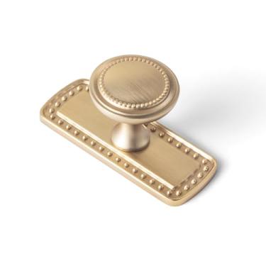 Imagem de Goo-Ki Puxadores de armário de bronze champanhe com placa de base traseira, puxador de gaveta de champanhe com espaçador ferragens de liga de zinco sólido para armário de cozinha