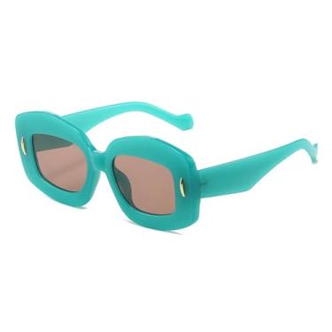 Imagem de JRLLFD Óculos de sol retrô com formato especial, feminino e masculino, luxuoso, moda para atividades ao ar livre, festa, UV400 (chá verde)