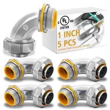 Imagem de Gisafai 5 peças Conector de conduíte elétrico de metal fundido com isolamento de 90 graus de zinco com isolamento de 90 graus para conduíte elétrico flexível de 2,5 cm e flexível tipo B à prova d'água