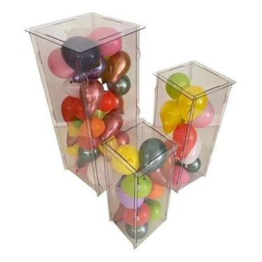 Imagem de Enfeite Trio Cubo Transparente Acrílico Quadrado Desmontavel - Lúdica 