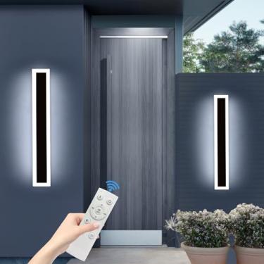 Imagem de Pacote com 2 lâmpadas de parede modernas, modernas, modernas, atualizadas, reguláveis, 3000K-6000K, arandela de parede LED IP65 à prova d'água, luminária externa para casa, quintal, cerca, banheiro