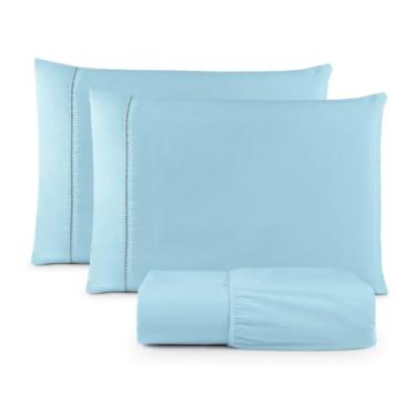 Imagem de Kit Jogo De Lençol Cama Casal(AZUL BEBÊ-QUEEN)