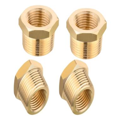 Imagem de Bucha sextavada redutora de latão, 2,5 cm NPT macho x 1/5.1 cm NPT fêmea latão rosqueado adaptador de encaixe de tubulação (pacote com 4)
