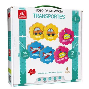 Imagem de Jogo da Memória Transportes Brinquedo Educativo MDF - Brincadeira de C