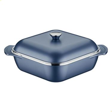 Imagem de Caçarola Quadrada Tramontina Lyon Em Alumínio Revestimento Starflon Azul Com Tampa 28 cm 5,5L