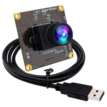 Imagem de ELP Câmera USB 5MP Global Shutter 50fps para computador UVC USB2.0 Lightburn alta velocidade 60fps PC Web Camera Grande angular para transmissão ao vivo (100 lentes de baixa distorção)