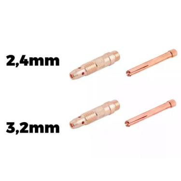 Imagem de Kit 1 Pinça Tig 2,4mm 10N24 + 1 Pinça Tig 3,2mm 10N25 + 1 Porta Pinça 